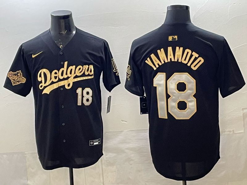 Men 2026 Nike Los Angeles Dodgers #18 Yamamoto Black Game MLB Jersey 027->los angeles dodgers->MLB Jersey